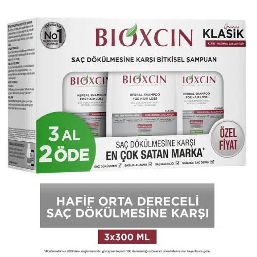 Bioxcin Klasik Kuru Normal Saçlar İçin 3 Al 2 Öde Şampuan