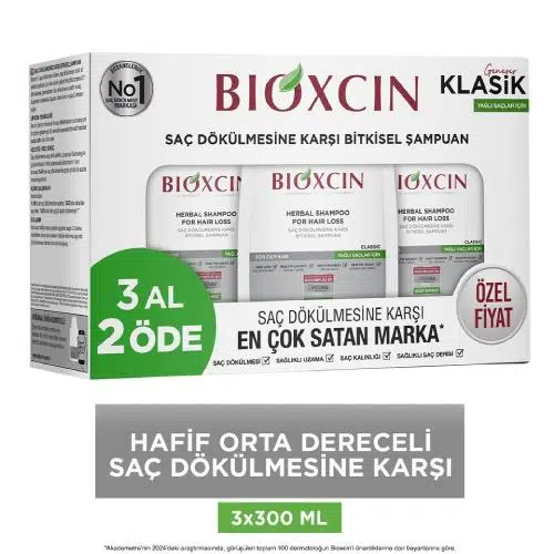Bioxcin Klasik Yağlı Saçlar İçin 3 Al 2 Öde Şampuan