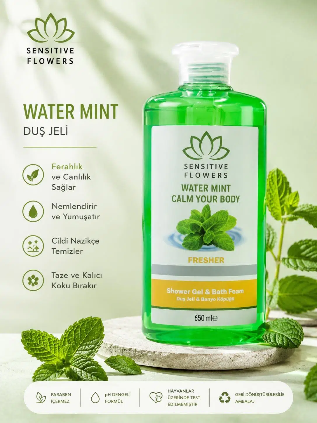 Sensitive Flowers Water Mint Fresher Duş Jeli 650 Ml